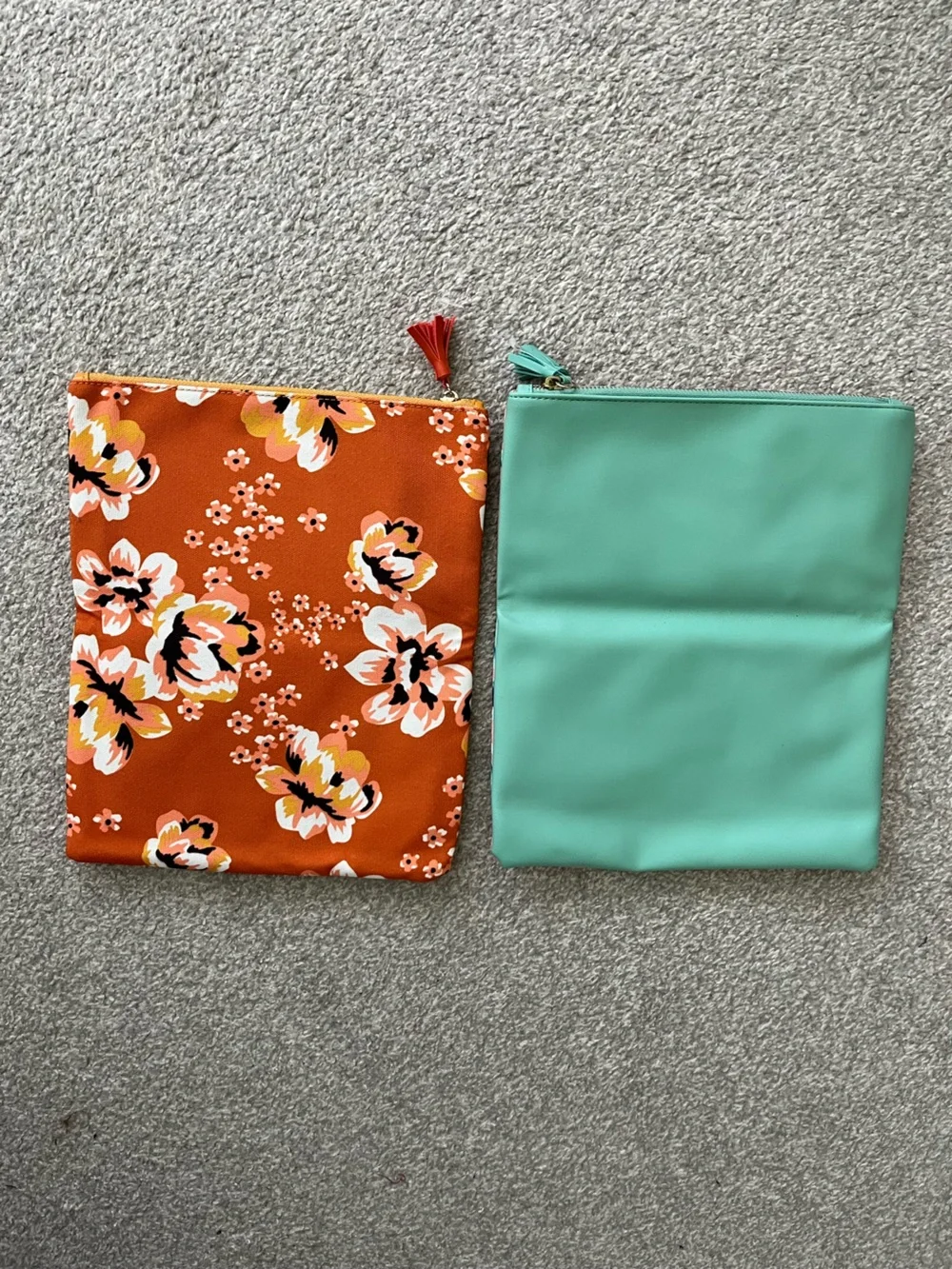 NWOT Rachel Pally Yellow Foldover Clutch & Pink Floral Teal Trim Clutch Duo
